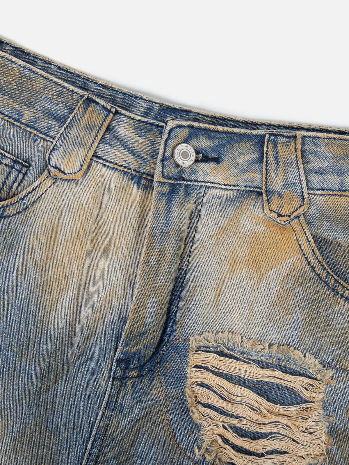 Aelfric Eden Distressed Washed Baggy Barrel Jeans