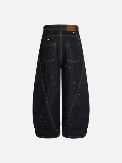 Aelfric Eden Splatter Washed Baggy Barrel Jeans