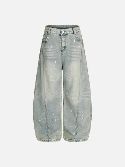 Aelfric Eden Splatter Washed Baggy Barrel Jeans