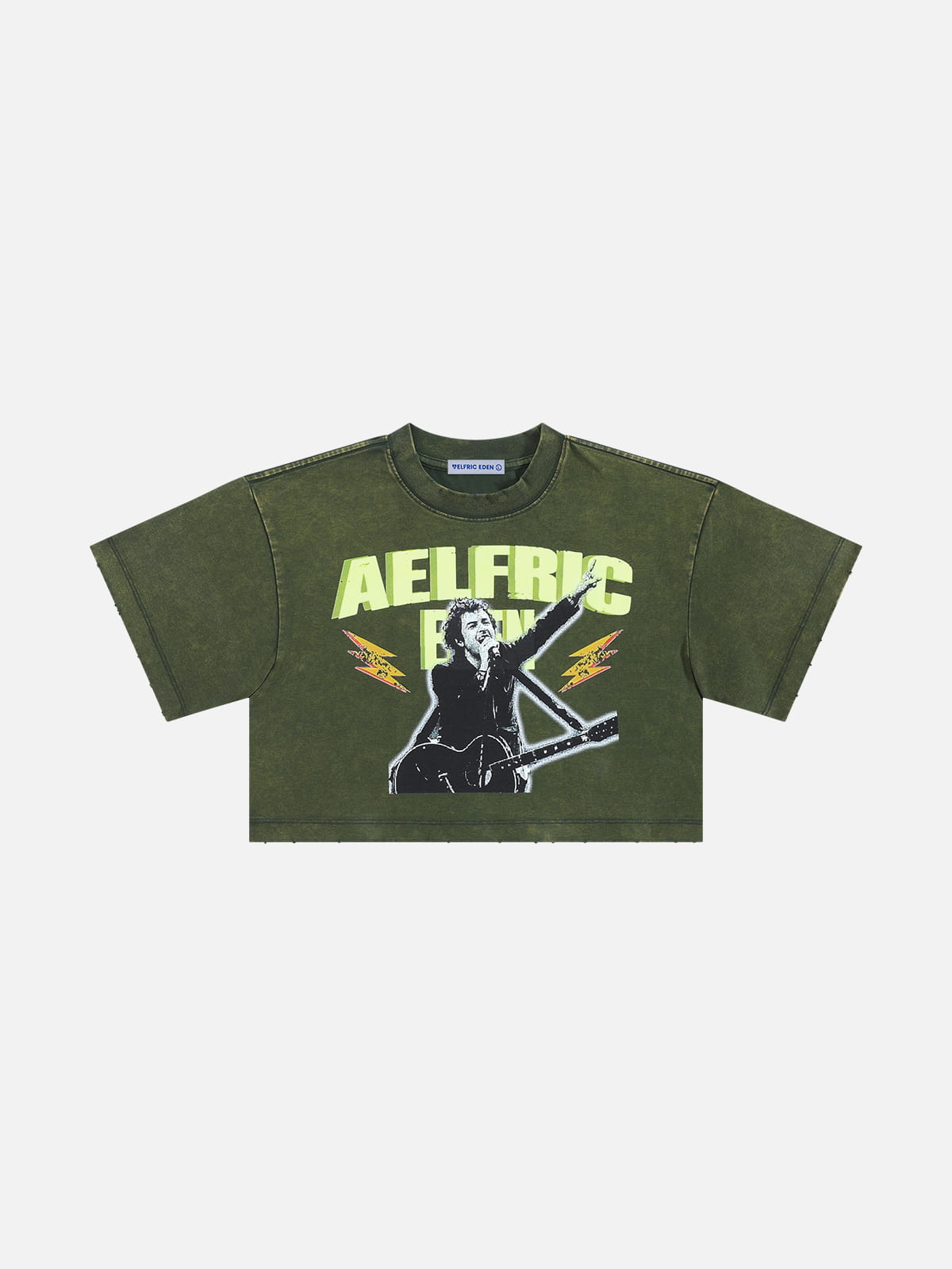 Aelfric Eden Washed Cropped Rock Print Tee