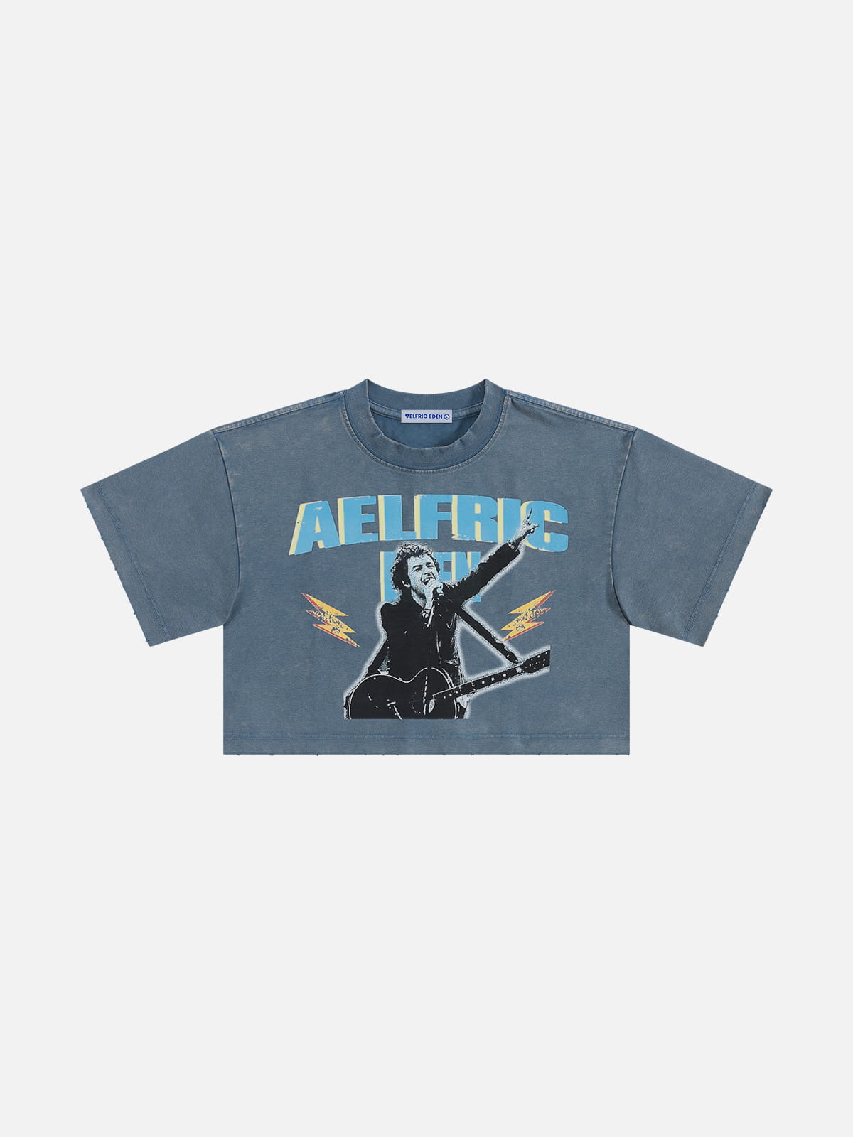 Aelfric Eden Washed Cropped Rock Print Tee
