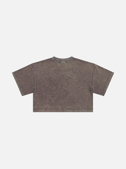 Aelfric Eden Washed Cropped Rock Print Tee