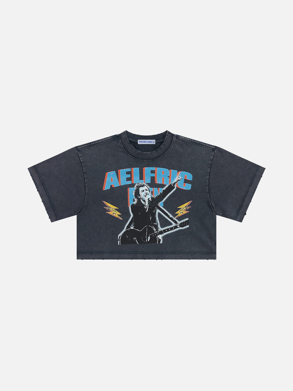 Aelfric Eden Washed Cropped Rock Print Tee