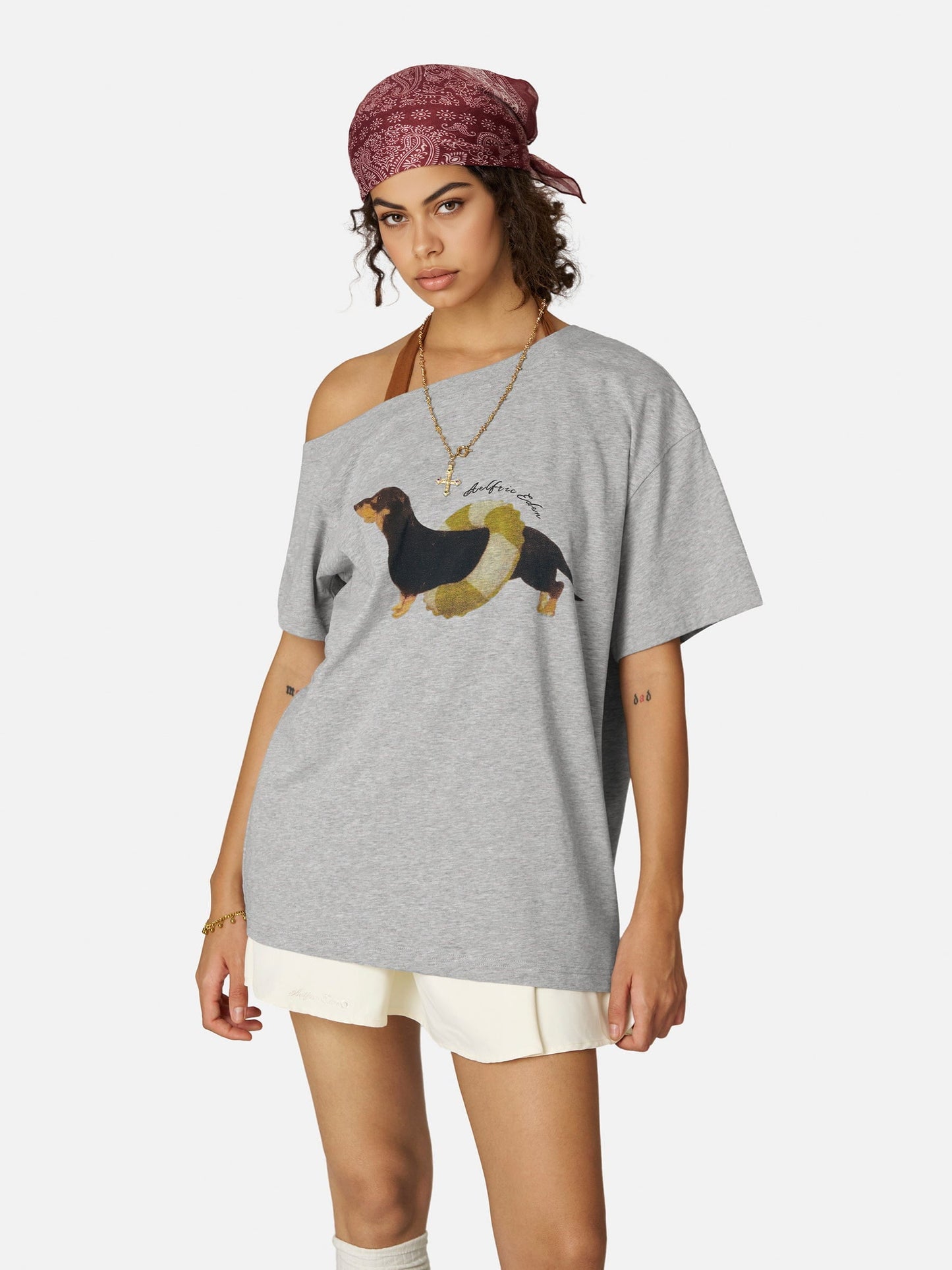 Aelfric Eden Dachshund Off-The-Shoulder Tee